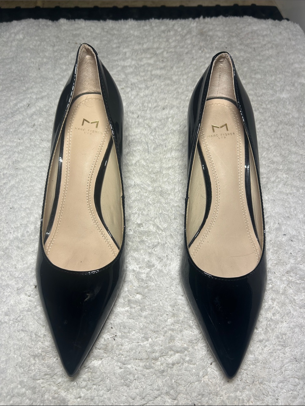 Marc Fisher Black Patent Pointed-Toe Pumps